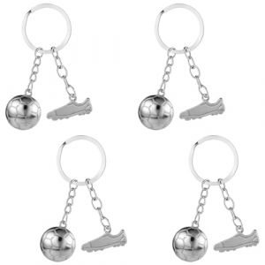 KUMSODE 4 Pièces Argenté Porte Clé Ballon de Foot Mini Porte Clef Football Métal Porte-Clés de Football Personnalisé pour Supporters, Sportifs, Joueurs, Les Amateurs de Football (GuangZhouZiYueXianShangMaoYouXianGongSi, neuf)
