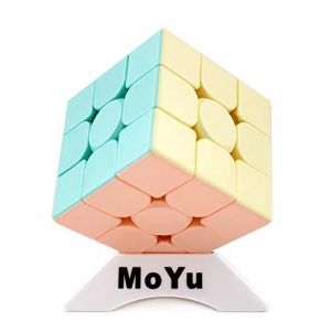 Oostifun OJIN MoYu MoFang JiaoShi Meilong Bright Pink série Cube Meilong3 3x3x3 Cube Classe de cubage sans Autocollant Meilong Forsted Surface Puzzle Cube avec Un trépied Cube (OJIN, neuf)