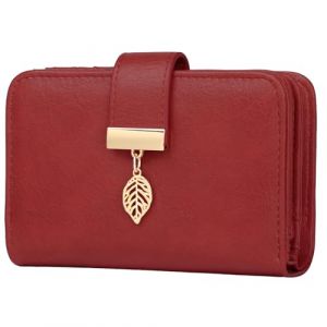 Faneam Portefeuille Femme Blocage RFID Portefeuilles en Cuir Petit Porte Monnaie avec Bracelet, Fermeture Eclair, 14 Emplacements de Cartes, Porte Carte Femme Cuir (R&eacute;tro Rouge) (Faneam, neuf)