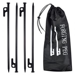 4 Pièces Piquets de Tente, 30cm Sardine pour Tente Robustes, Piquets de en MéTal, Haute Résistance Fer Forgé Enjeux de Tente de Camping avec Crochet Et Trou pour Camping Tentes, Auvents (TRANSFER ONLINE, neuf)