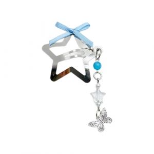 Épingles à cheveux en forme d'étoile et de papillon - Polyvalentes - Pour des tenues élégantes - En alliage - Avec perles - Étoile et papillon (zykej, neuf)