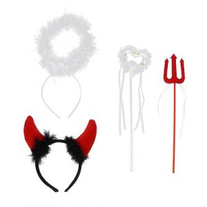 CIYODO 2 Ensembles Set de Accessoires Cosplay Plumes et -t&ecirc;te pour Gar&ccedil;on Fille et Adultes Costume Ange et D&eacute;mon Accessoires de F&ecirc;te et D&eacute;guisement &Eacute;l&eacute;gant (ChanghaiWall, neuf)