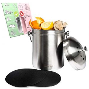 VeoHome Poubelle à Compost de Cuisine in INOX - bac à Compost de Table pour déchets organiques épluchures (VEO-Tech, neuf)