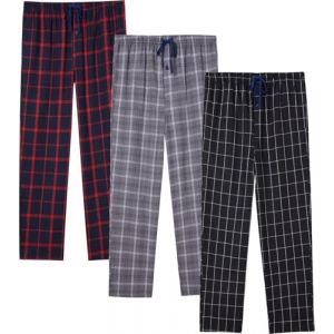 JupiterSecret Bas de Pyjama Homme en Flanelle, Pantalon Pyjama-Homme Long &agrave; Carreaux avec Poches et Boutons, Pantalon de Pyjama Hommes D&eacute;contract&eacute; pour La Maison, Pyjama pour Hommes, Paquet de 3, 2XL (JupiterSecret, neuf)