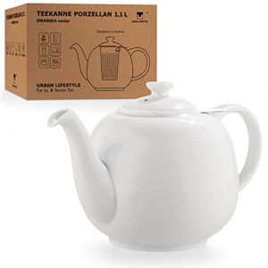 Theiere Avec Infuseur Swansea Blanc 1,1 L Avec Filtre, En Porcelaine De Urban Lifestyle, Th&eacute;i&egrave;re Anti-goutte. Th&eacute;i&egrave;re En Porcelaine Avec Passoire (Urban Lifestyle, neuf)