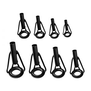 KINBOM 8pcs Guide Canne a Peche, Acier Inoxydable Réparation Canne à Pêche Kit Réparation Canne à Pêche Kit Réparation Anneaux Canne à Pêche pour Canne à Pêche en Eau Douce Salée (Noir) (Beisong, neuf)