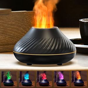 Gzvxuny Diffuseur d'huiles essentielles, diffuseur d'ar&ocirc;mes avec 7 couleurs de veilleuse, humidificateur d'air USB, arr&ecirc;t automatique sans eau pour la maison et le bureau (noir) (Gzvxuny, neuf)