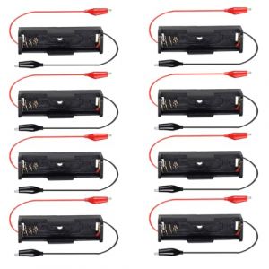 Gebildet Support de Pile AA Unique, 1 Support de Pile AA 1.5V, Support de Pile AA avec Fils à Pince Crocodile (Paquet de 8) (Gebildet-FR, neuf)