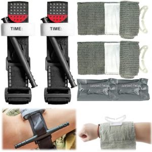 Mineup 2 Pi&egrave;ces Garrot Tourniquet, 2 Pi&egrave;ces Bandage Isra&eacute;lien de 6", Ensemble de bandages de garrot, pour Les Urgences Graves en Plein Air et La Randonn&eacute;e de Contr&ocirc;le des Pertes de Sang (HUAYI -EU, neuf)