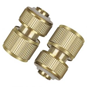 Connecteur Rapide de Tuyau D'arrosage en Laiton, Connecteur de Robinet de Tuyau D'arrosage Extensible de 1/2 Pouce, Adaptateur de Robinet de Tuyau D'arrosage pour Machine à Laver et Jardinage (DUFFY-EU, neuf)