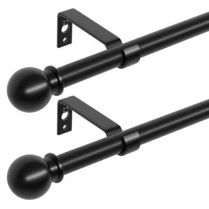 Lot de 2 Tringle Rideau Noire 80-300 cm, Tringle à Rideau Extensible 3m avec Support, Ajustable Kit Tringle a Rideaux Pour Fenetre, Tringle Voilage en Métal de 5/8 de Diamètre pour Chambre, Salon (CHENHE CURTAIN, neuf)