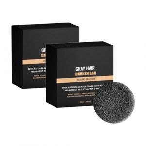 Barre anti-cheveux gris - Savon noircissant hydratant et nourrissant pour hommes et femmes, barre anti-cheveux gris pour une crini&egrave;re brillante et un activateur de racines (2) (Fuhandianzi, neuf)
