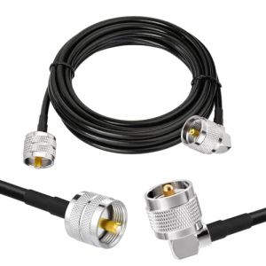 Superbat C&acirc;ble Coaxial RG58 CB 3m UHF PL259 M&acirc;le vers M&acirc;le Angle Droit 50 ohms Faible Perte pour Radio HAM et CB, Analyseur d'Antenne, Charge Factice, Compteur SWR(1 Pi&egrave;ce) (Superbat-EU, neuf)