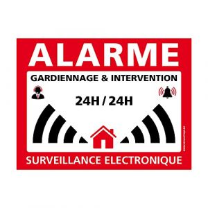 Lot de 4 Autocollants Alarme, Adhésif Sécurité, Surveillance Électronique, Gardiennage et Intervention, adhésif de sécurité, signalisation alarme maison, surveillance électronique - 80 x 60 mm (Forum France, neuf)