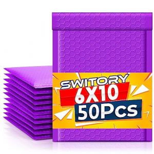 Switory 15,3x22,9 cm; 50 paquets d’ enveloppes à bulles pour CD & Bijoux & Cosmétique, enveloppes rembourrées auto-scellantes et doublées à bulles au Violet forêt (Halulu Store, neuf)