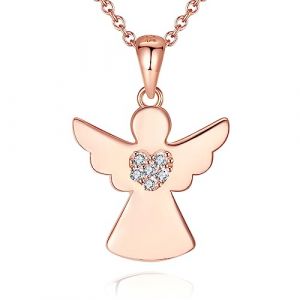 Jr&ecirc;veinfini Ange Gardien Collier Femme Enfant Fille Or Rose Argent 925, Personnalis&eacute; Porte Bonheur Collier Bijoux Pendentif Enfants, Cadeau Fete Des Meres Anniversaire Femme Maman Bapteme Communion (Infinitedream, neuf)