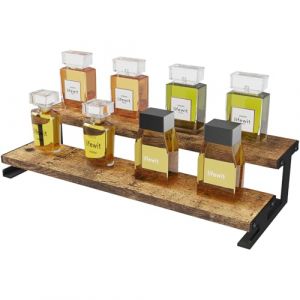 Lifewit Pr&eacute;sentoir en Bois &agrave; 2 Niveaux avec Support en M&eacute;tal, 35,3 cm Step Cologne Stand, Perfume Organizer, Display Shelf for Fragrance, Skincare, Figures, Spice, Tabletop, Cabinet, Brun Rustique (Lifewit Home FR, neuf)