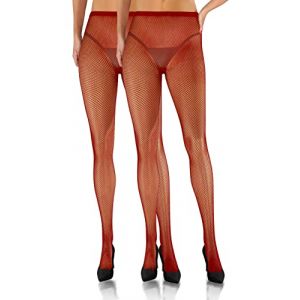 sesto senso 2 Paires de Collants Résille Petits Trous Bas Résille Taille Haute Culotte Partie Bas Résille Bordeaux M/L 3/4 Bordo (CityFashion, neuf)