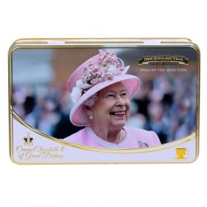 Queen Elizabeth II boîte à thé avec un sélection de 72 sachets de thé anglais (mOrganics Beauty (UK), neuf)