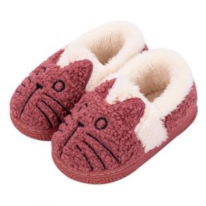 KVbabby Chausson Enfant Fille Peluche Pantoufle Garçon Chaussons Hiver Antidérapants bébé Chaussures Femme 25/26 EU (Fabricant : 18-19) rouge2 (KVbaby, neuf)