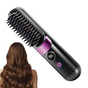Brosse &Agrave; Lisser Pour Les Cheveux,Outil De Coiffure L&eacute;ger Et Sans Fil - Mini Peigne &agrave; Lisser Ionique et Chaud,Pour Femmes, Maman, Famille, Amis, &Agrave; La Maison, En Voyage, En Int&eacute;rieur Et Ext&eacute;rieur, Salon (QiangVigor, neuf)
