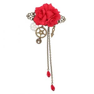 Hemobllo Épingle à Cheveux Gothique Forme de Rose avec Mécanisme de Rouage Accessoires Lolita Steampunk pour Cosplay et Événements Spéciaux Design Unique et Parfait (pattobold, neuf)