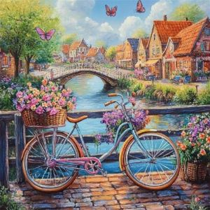 Huacan Kit Point de Croix Pr&eacute; - Imprim&eacute; Paysage Mod&egrave;le Tissu de Grille 11CT DIY Kits de Broderie D'art Faites &agrave; La Main pour Adultes D&eacute;butants 40 x 40 CM (Paysage 1) (Huacan Diamond Painting-FR, neuf)