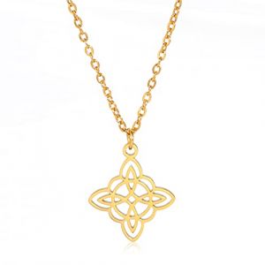 Dreamtimes Sorcière Collier pour femme Wiccan Bijoux Sorcières Noeud Protection Amulette Triquetra Collier Noeud Celtique Collier Satanique Collier Sorcière Pendentif Bijoux (or) (jinxin-jewelry, neuf)