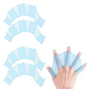 WUSJCOF 2 Paires Gants Palm&eacute;s Aquatiques en Silicone Souple, Hydrodynamiques, Pour l'Entra&icirc;nement de Natation, Snorkeling, Plong&eacute;e et R&eacute;habilitation Aquatique (L) (NAROU DUTEN, neuf)