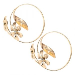 COLLBATH Bracelet Manchette M&eacute;tal Dor&eacute; Ajustable Fleur Moderne 2 Pi&egrave;ces Femme D&eacute;coratif Multifonction Embrasse de Rideau (Murdoffi, neuf)