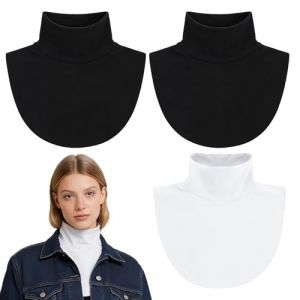 GYIOFAI 3 Pi&egrave;ces &eacute;charpes &agrave; Col Roul&eacute; pour Femme Faux Col D&eacute;tachable Femme Faux Col Roul&eacute; Faux Col Femme Col Chaud Hiver Demi Faux Col Col Roul&eacute; Pour V&ecirc;tements Formels, Chemisiers, Pulls (Noir, Blanc) (Ruquan Shop, neuf)