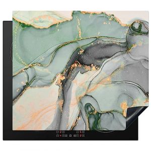 KitchenYeah&copy; Protege Plaque Tapis Pour Induction 60x52 cm Deco Cuisine Protection Vitroc&eacute;ramique Pour Cuisiniere Or - Marbre - Vert - Luxe - Paillettes - Aspect marbre (KitchenYeah, neuf)