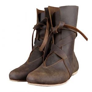 ORANDESIGNE Vintage Bout Rond Talon Chunky Bottes Médiéval Knight Pirate Bottes Mi-Mollet en Cuir PU Cowboy Bottes pour Hommes Bottes De Sport Décontractées en Plein Air A Marron 46 EU (Wowmart Zoo X., neuf)