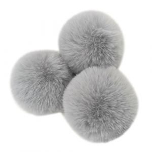 Bo mmel Lot de 3 pompons en fourrure synthétique pour bonnet, sac à main, gris (NAEANSTOER, neuf)