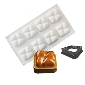 moule silicone dessert, moules En Silicone pour Glace Chocolat Pâtisserie Dessert, Outil croustillant carré en Plastique, 8 Trous Forme de pierre (XSL, neuf)