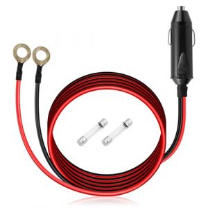 HATMINI Cordon d'extension de prise allume-cigare m&acirc;le de 3,05 m 14AWG vers cosse &agrave; &oelig;illet en O, 20A 12V/24V, cordon de prise allume-cigare m&acirc;le robuste, terminal &oelig;illet de 8 mm (yimaihui, neuf)