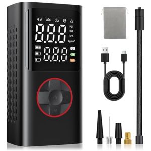 Onherm Compresseur &agrave; Air Portatif, 150 PSI Gonfleur Pneus Voiture sans Fil avec Toutes Les Valves, Lumi&egrave;re LED, 5 Modes et Arr&ecirc;t AUT, Gonfleur Electrique pour Voiture, Moto, V&eacute;lo, Balle (Marketing All In, neuf)