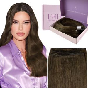 Fshine G&eacute;nie Tissage Naturel Cheveux Humain Lisse Brun Moyen Extension Tissage Cheveux Humains Naturels 45Cm 50G Double Weft Invisible Remy Human Hair Pour Femmes Dames Filles Couleur 4 (Fshine Hair Eu, neuf)