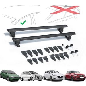 Rebeca Shop® Barres de toit universelles avec serrure anti-vol noire adaptées pour la course C D E F seulement 5 portes avec toit lisse sans barres longitudinales ni rails (130 cm LS22) (Rebecashop, neuf)