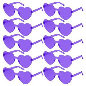 SelfTek Lunettes Cœur, 10 Paires Lunettes en Forme de Cœur, Lunettes De Soleil Coeur, Lunette Soiree de Fête pour Anniversaire, Mariage, Carnaval, Accessoires Photo pour Femmes, Hommes(Violet) (SelfTek Direct, neuf)