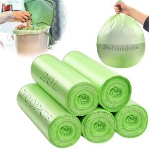 TXXATX 200 Pièces Sac Biodegradable Compostable 20L Sac Poubelle Compostable 20L Sacs Poubelle Biodégradables 50x60 cm pour Salle de Bain Cuisine Bureau Jardin Alimentaires Animaux Déchets (JiaFangTrading, neuf)