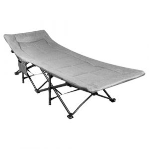 LANTUS Lit de Camp Pliable 1 Personne - Lit Pliant Robuste et Confortable avec 40% de Coton en Plus - Lit d&rsquo;Appoint pour Camping, Bureau, Voyage - Charge 150 kg -190 cm - - Gris (Hechheu, neuf)