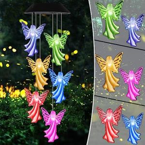 Gerhannery Carillon solaire &agrave; vent - Cadeau de f&ecirc;te des m&egrave;res - Lampe LED solaire - Spirale - Boule blanche - Boule blanche - Ange (Gerhanney EU, neuf)