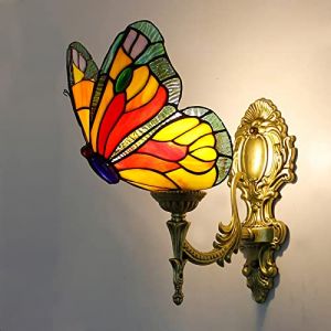 Applique Murale Papillon, Applique LED En Vitrail De Style Tiffany, 1 Lumière, Lampe De Chevet De Chambre Pour Salon Chambre D'enfant Couloir Salle De Bain, Multicolore,J (jianqing-US, neuf)