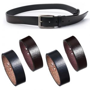 Fixateur de ceinture en 4 pi&egrave;ces pour ceintures jusqu'&agrave; 3,5 cm - 2 noirs et 2 marrons - Accessoire pratique et durable pour stabiliser et embellir vos ceintures, en cuir et PU (WEIYIKE, neuf)