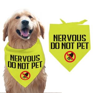 arricraft 1 Pc Bandana pour Chien Nervous Do Not Pet Panneau D'Interdiction Rond &Eacute;charpe pour Animaux de Compagnie Bavoirs Triangulaires R&eacute;glables Mouchoir en Coton Lavable Accessoires (NBEADS FR, neuf)