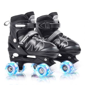 ERNAN Roller Filles et Garçons, Patin à Roulette 4 Taille Réglable, Quad Avec 8 Roues Lumineuses, Pour Débutants (White, S) (ERNAN STORE, neuf)