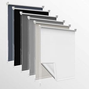 Homland Store Occultant sans Per&ccedil;age, 60l x 150L cm (Largeur du Tissu 55cm) Rideaux Occultant avec Rev&ecirc;tement d'argent, Isolation Thermique, Installation Simple, pour Chambre, Salon, Blanc (TimeLessA, neuf)