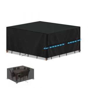 SIMPHAUS Housse Salon de Jardin Exterieur,Housse de Protection Table de Jardin,Bache Salon de Jardin Exterieur Impermeable,Anti-UV 420D Oxford Tissu Housse Table et Chaise de Jardin 200x140x90cm (GRACEEU, neuf)