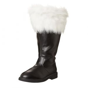 Bottes d'hiver en Cuir pour Homme avec Mollet Large, Longueur Moyenne, Bottes avec Fermeture &Eacute;clair Lat&eacute;rale, Couvre-Bottes de P&egrave;re No&euml;l avec Poignets Blancs Accessoires de Cosplay du P&egrave;re No&euml;l (JIWANGKUN, neuf)